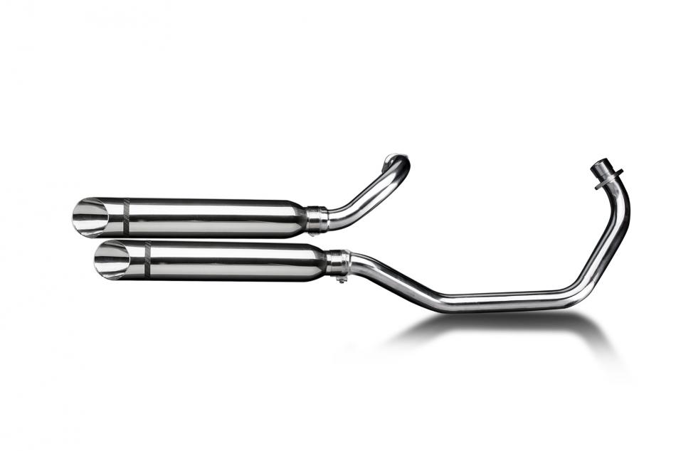 YAMAHA XV535 1987-2003 FULL 2-2 EXHAUST 410mm SILENCER SLASHCUT BAFFLE