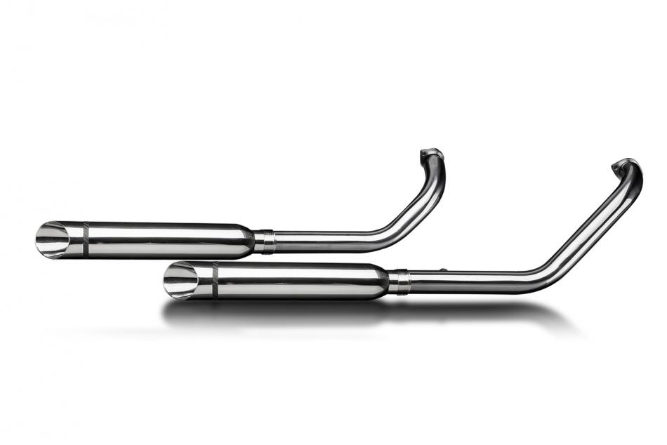 KAWASAKI VN900 08-16 FULL 2-2 EXHAUST SYSTEM 410mm CUSTOM SILENCER SLASH CUT