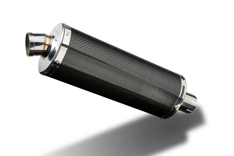 Delkevic Motorcycle 350mm Oval Carbon Exhaust Silencer End Can with Straps