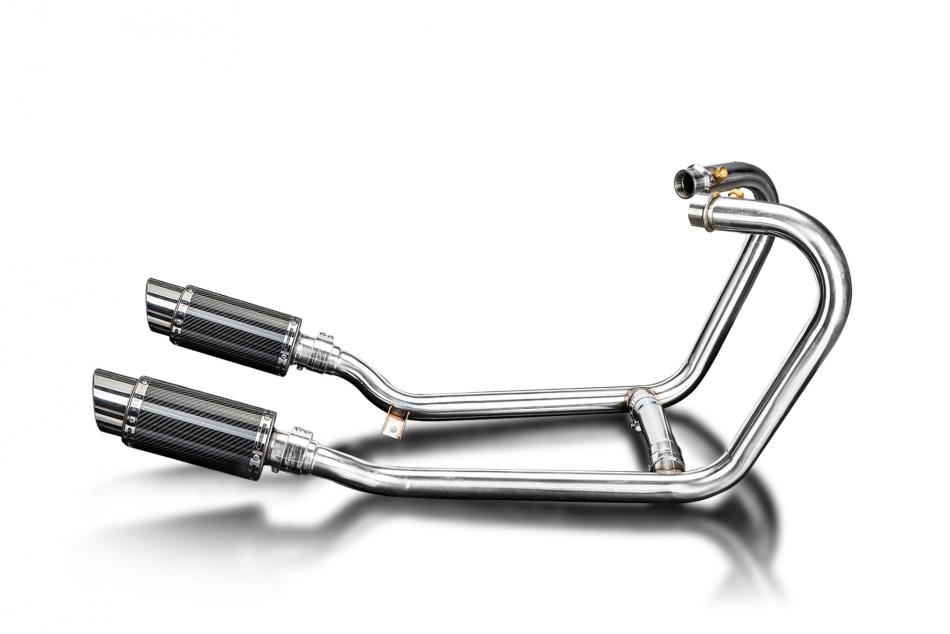 1200 THRUXTON R/RS 2016-2024 / MINI 200mm (8 inch) CARBON FIBRE ROUND SILENCER 2 into 2 COMPLETE SYS