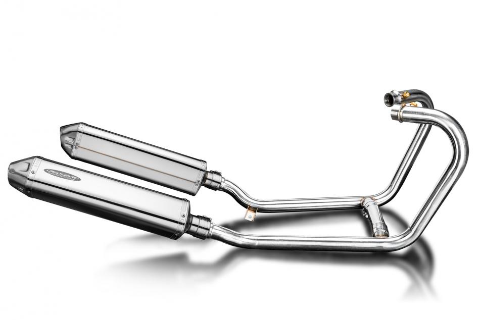 1200 THRUXTON R/RS 2016-2024 / TRI-OVAL 420mm (17 inch) RH SILENCER 2 into 2 COMPLETE SYSTEM 304 STA