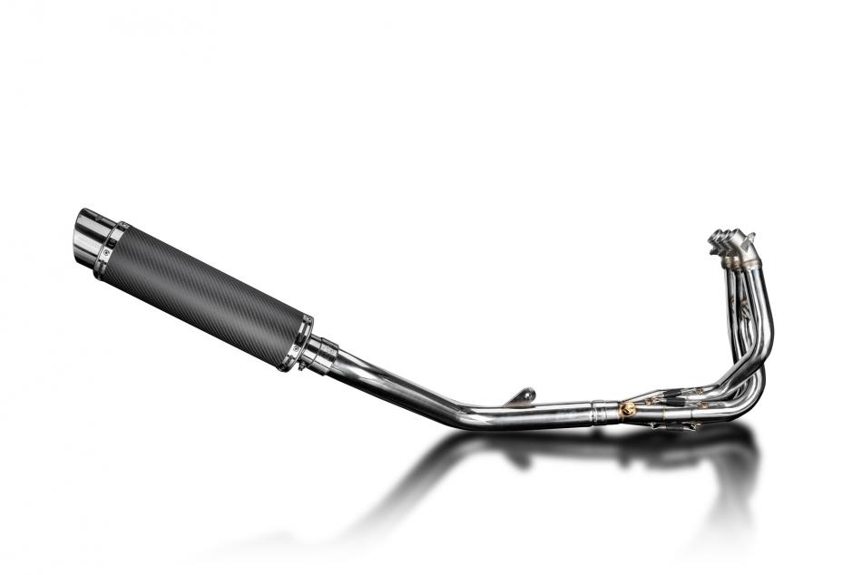 DAYTONA 675 675R 09-12 350mm CARBON FIBRE ROUND SILENCER 3-1 COMPLETE