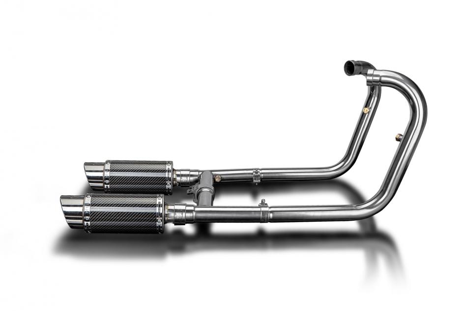 W650 W800 99-23 MINI 200mm CARBON FIBRE ROUND SILENCERS 2-2 COMPLETE SYSTEM