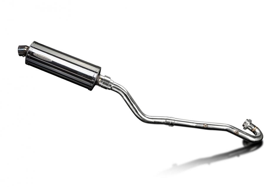 KLR650 E 2008-2021 / OVAL 350mm (14 inch) SILENCER COMPLETE SYSTEM 304 STAINLESS STEEL