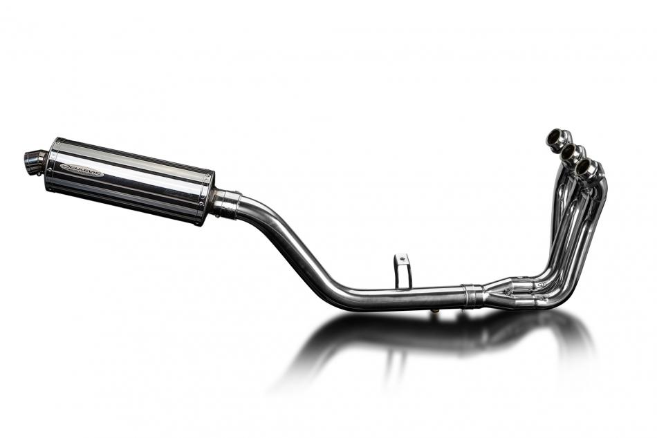 TRACER 9 GT 2021-2024 / OVAL 350mm (14 inch) SILENCER 3 into 1 COMPLETE SYSTEM 304 STAINLESS STEEL