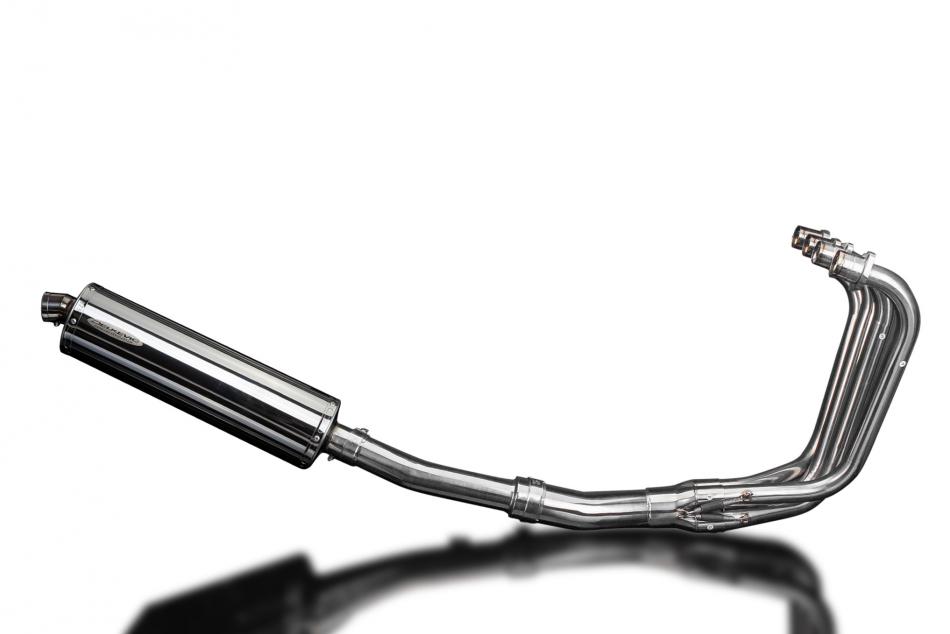 KAWASAKI ZR7S FULL EXHAUST SYSTEM 450mm STAINLESS OVAL BSAU SILENCER