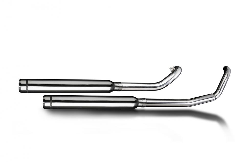 YAMAHA XVS650 DRAGSTAR 97-03 FULL 2-2 EXHAUST 550mm CUSTOM SILENCER BULL NOSE