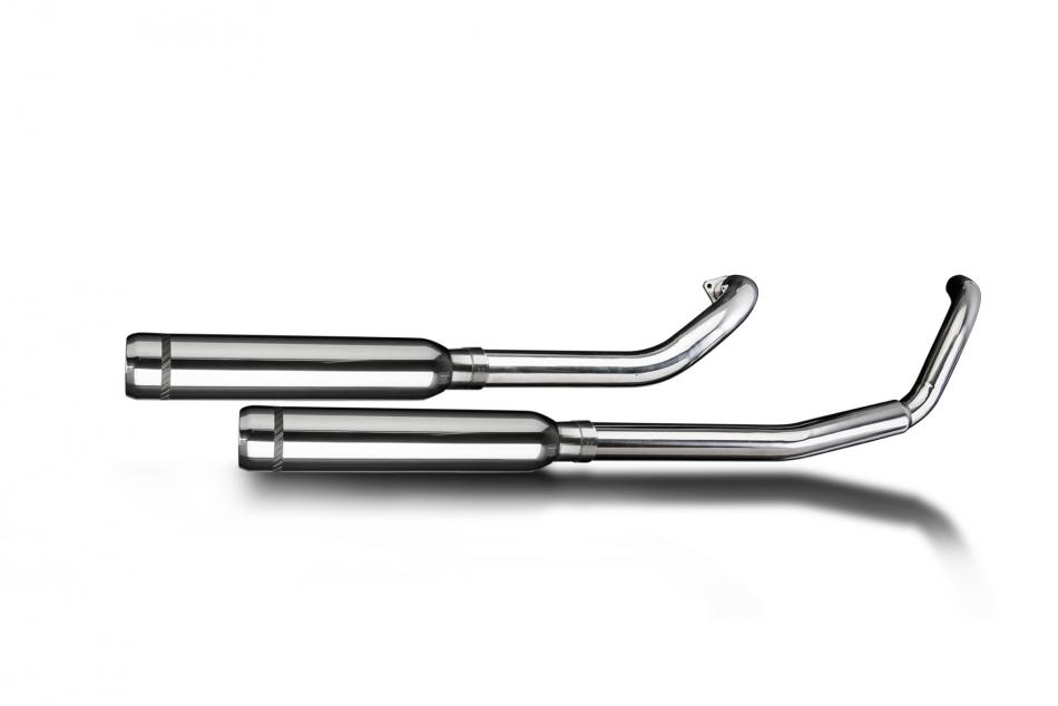 YAMAHA XVS650 DRAGSTAR 97-03 FULL 2-2 EXHAUST 410mm CUSTOM SILENCER BULL NOSE