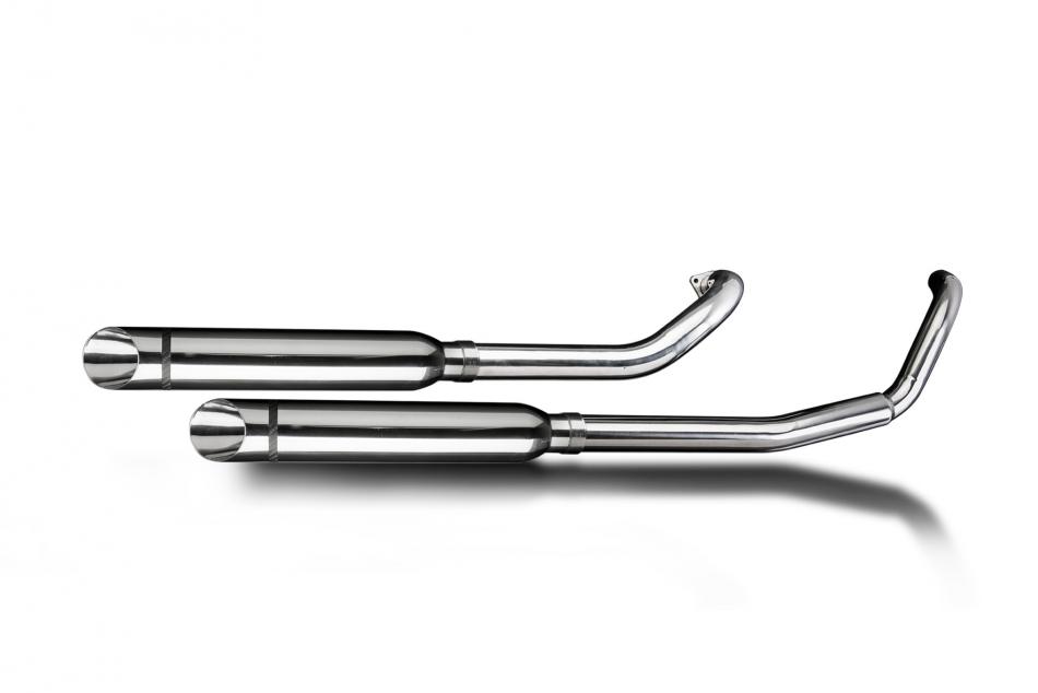 YAMAHA XVS650 DRAGSTAR 97-03 FULL 2-2 EXHAUST 410mm CUSTOM SILENCER SLASH CUT