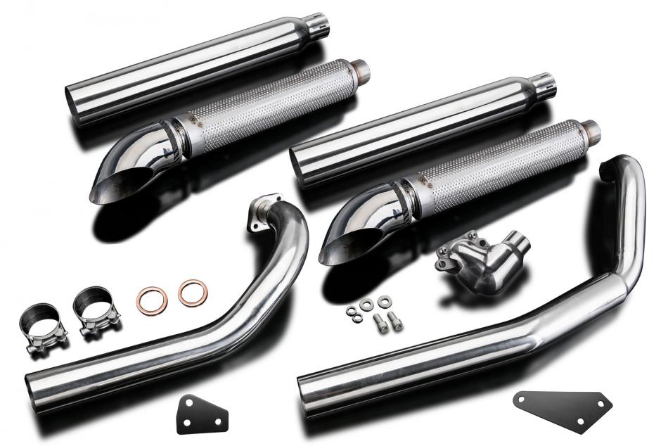 YAMAHA XVS650 DRAGSTAR 97-03 FULL 2-2 EXHAUST 550mm CUSTOM SILENCER TURN OUT