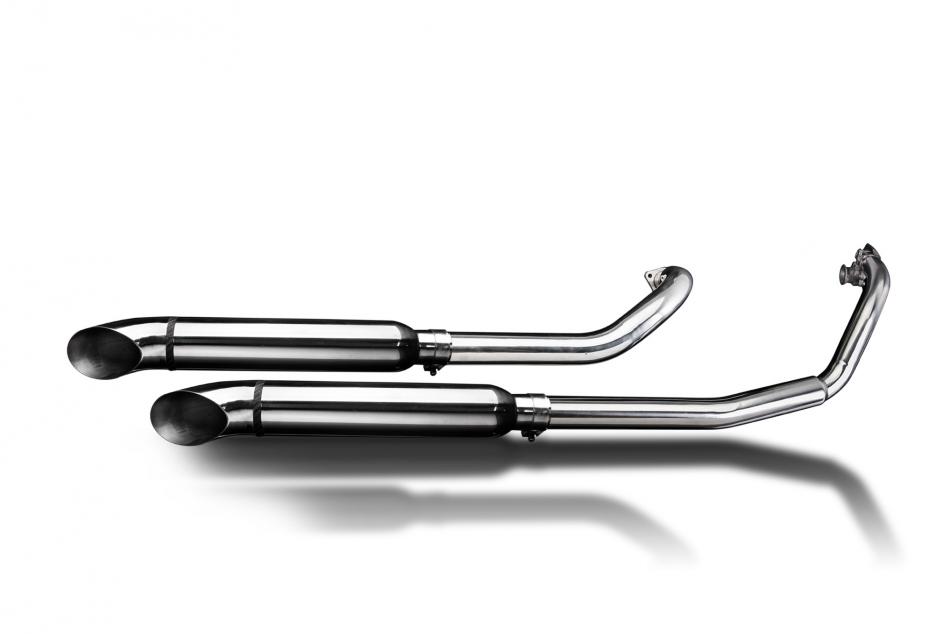 YAMAHA XVS650 DRAGSTAR 97-03 FULL 2-2 EXHAUST 410mm CUSTOM SILENCER TURN OUT