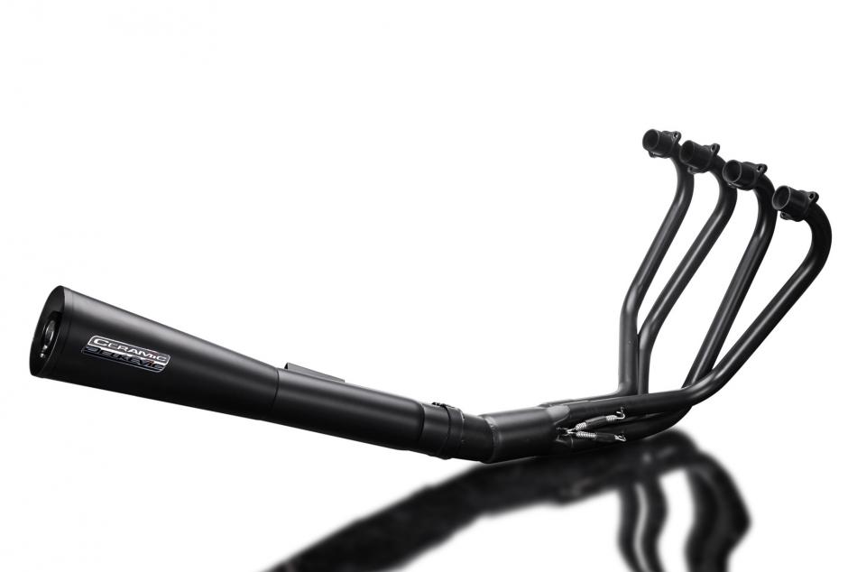 HONDA CB550K 1974-76 FULL 4-1 CERAMIC BLACK EXHAUST CLASSIC MEGAPHONE SILENCER