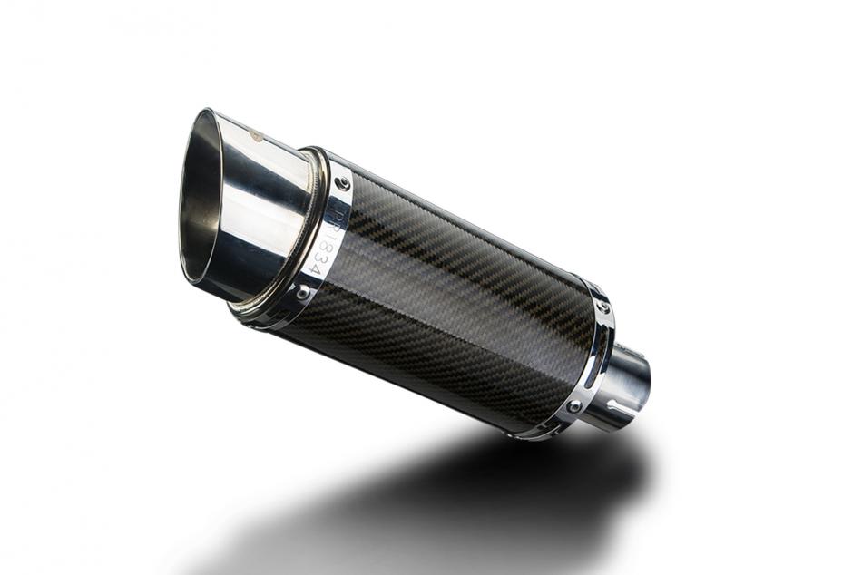 Delkevic Motorcycle 200mm Round Carbon Fibre Exhaust Silencer End Can with Strap