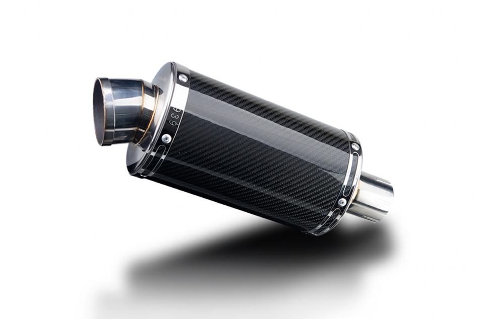 Delkevic Motorcycle 225mm Oval Carbon Fibre Exhaust Silencer End Can with Straps
