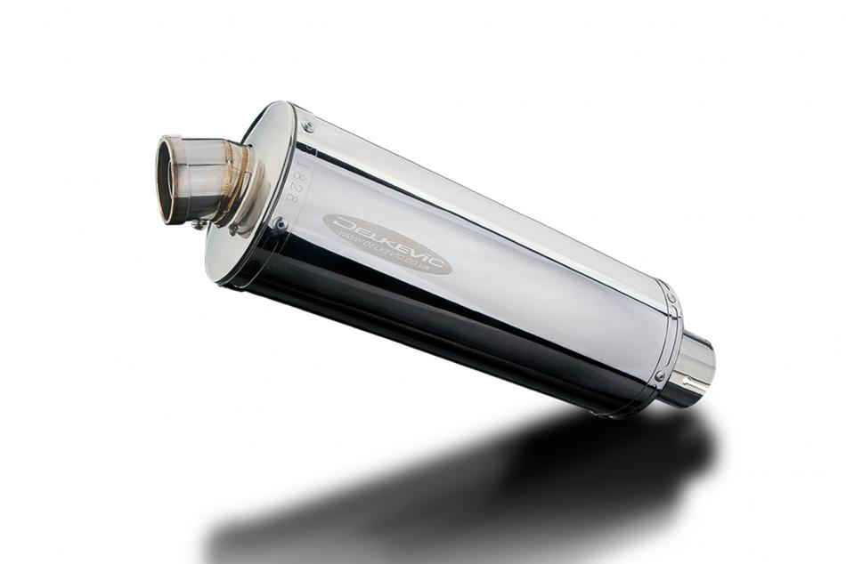 Delkevic Motorcycle 350mm Oval Stainless Exhaust Silencer End Can with Straps