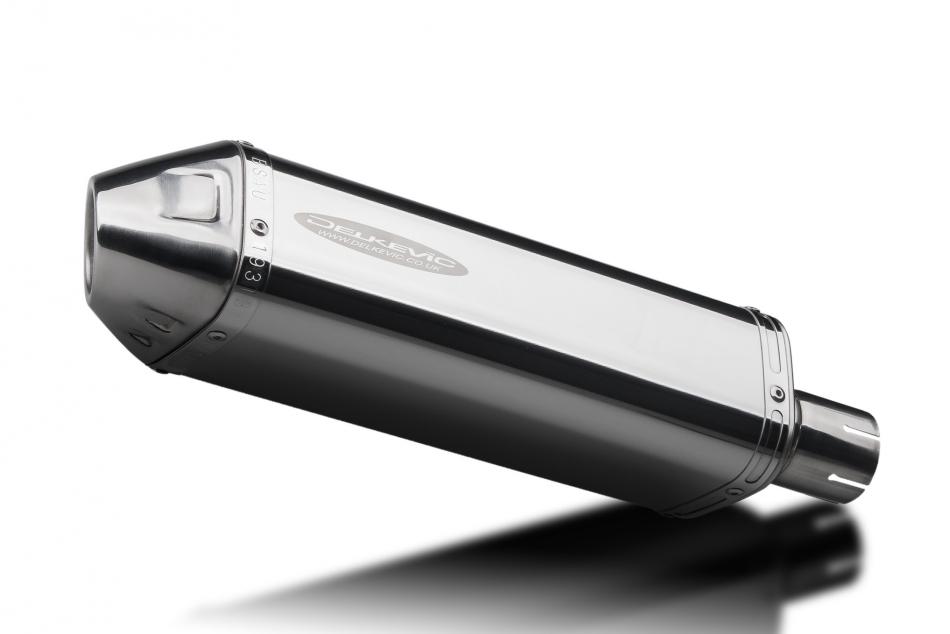 Delkevic Motorcycle 320mm Tri-Oval Stainless Exhaust Silencer End Can with Strap