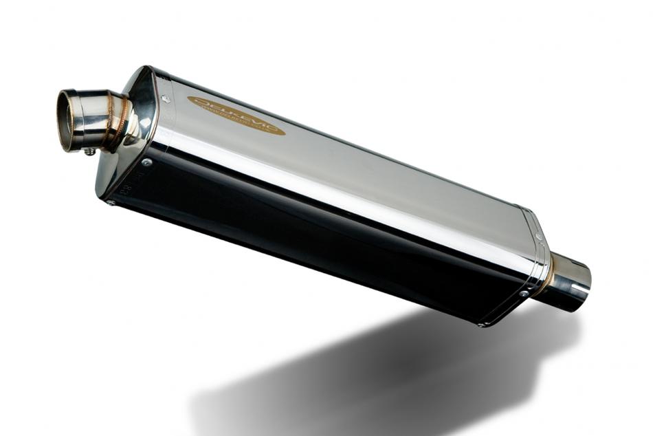 TRI-OVAL 420mm (17 inch) RH STAINLESS STEEL SILENCER INC:CLAMP REMOVABLE BAFFLE & MOUNTING STRAP