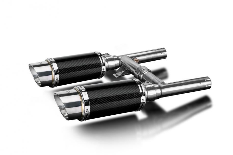 Kawasaki W650 W800 1999-2021 200mm Round Carbon Exhaust Silencer Can Kit