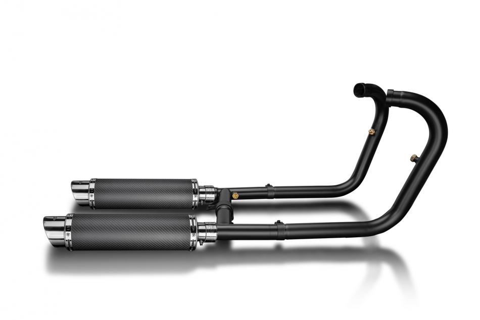 Kawasaki W650 W800 2019-24 Full Exhaust 2-2 350mm Round Silencers Carbon Ceramic