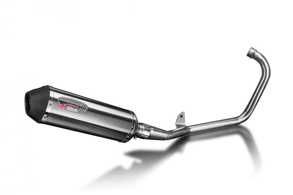 YBR125 2005-2009 / XOVAL 343mm (13.5 inch) RH SILENCER COMPLETE SYSTEM BRUSH 304 STAINLESS STEEL