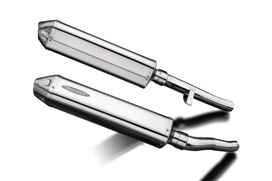 Suzuki GSX1400 2001-2004 Delkevic 420mm Tri-Oval Stainless Exhaust Silencer Kit