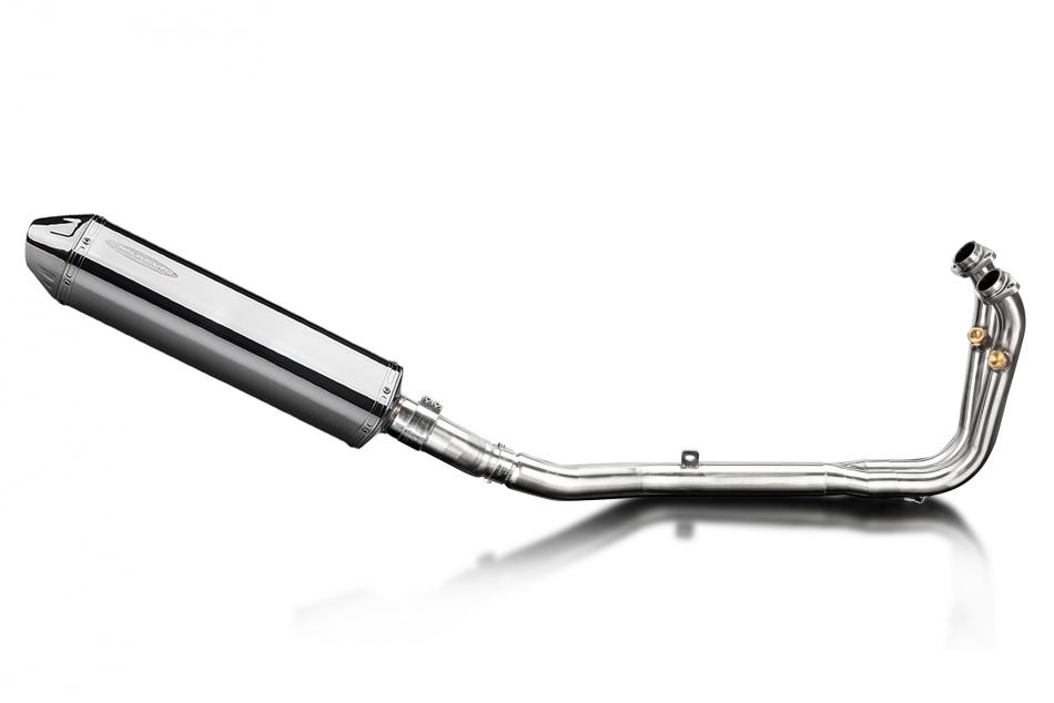 CFMOTO 450SS 2023-2025 / TRI-OVAL 420mm (17 inch) RH SILENCER 2 into 1 COMPLETE SYSTEM 304 STAINLESS