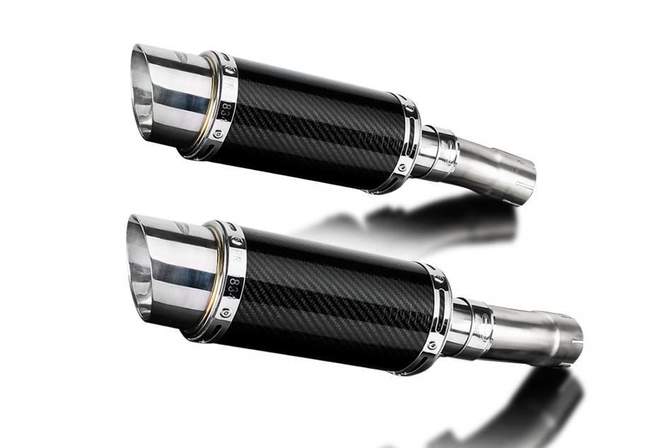 GSX1300R HAYABUSA 2021-2025 / 2* MINI 200mm (8 inch) ROUND CARBON FIBRE SILENCERS