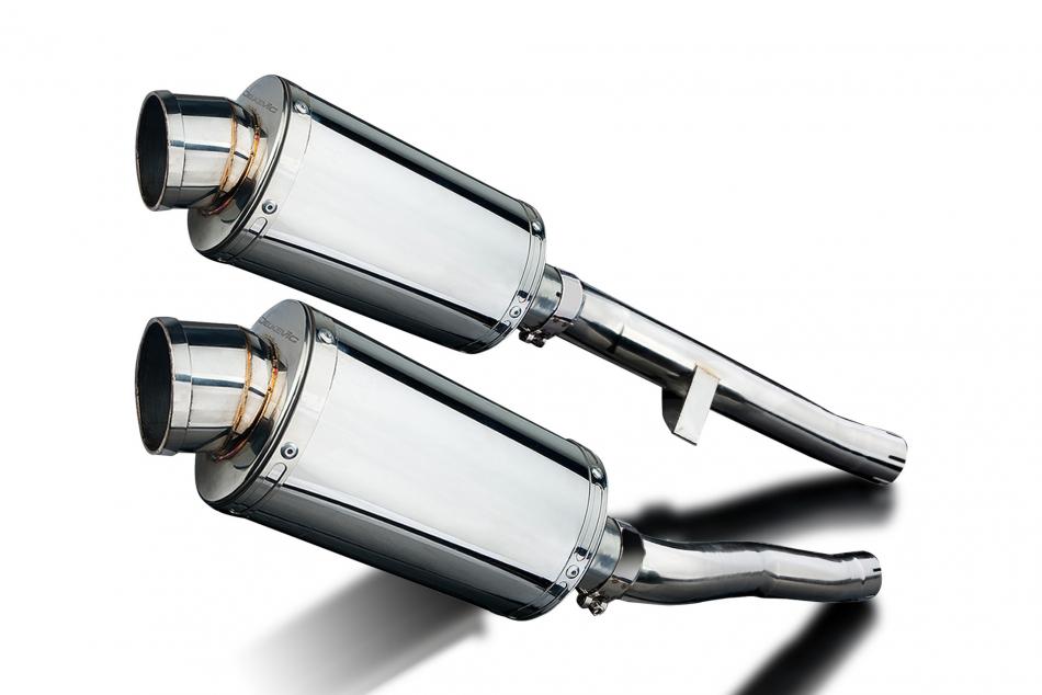 Suzuki GSX1400 2001-2004 Delkevic 225mm Oval Stainless Exhaust Silencer Can Kit