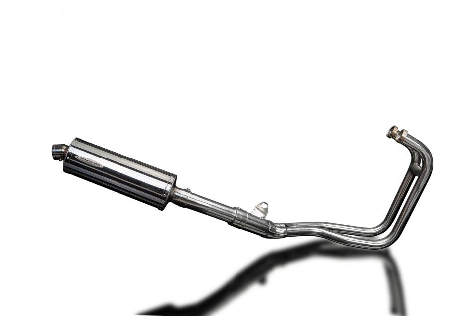 KAWASAKI ER5 1996-07 FULL EXHAUST SYSTEM 350mm STAINLESS OVAL SILENCER