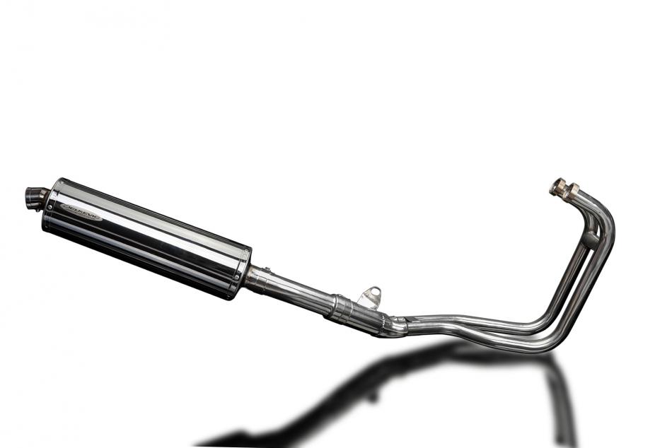 KAWASAKI ER5 1996-07 FULL EXHAUST SYSTEM 450mm STAINLESS OVAL SILENCER