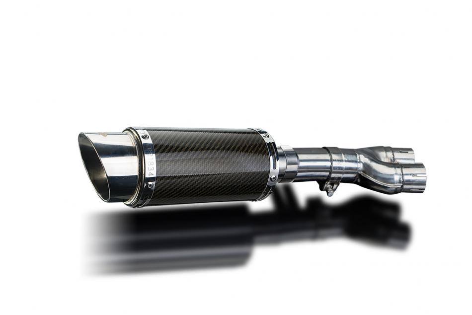 HONDA NTV600 NTV650 REVERE 88-99 200mm ROUND CARBON  SILENCER EXHAUST KIT