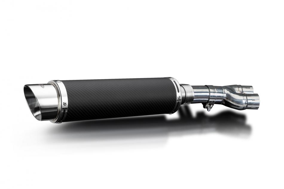 HONDA NTV600 NTV650 REVERE 88-99 350mm ROUND CARBON BSAU SILENCER EXHAUST KIT