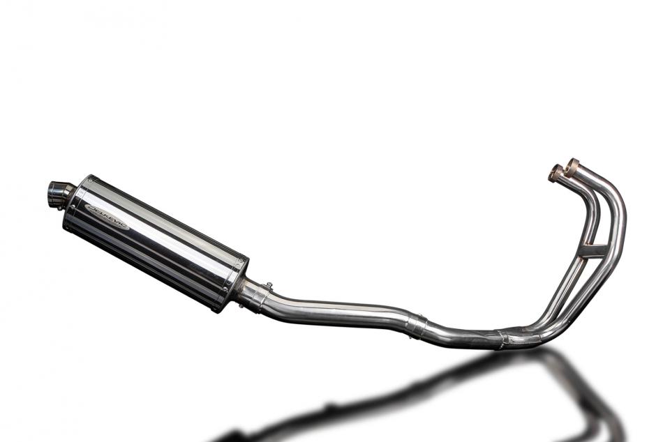 KAWASAKI GPZ500S FULL 2-1 EXHAUST SYSTEM 350mm STAINLESS OVAL BSAU SILENCER