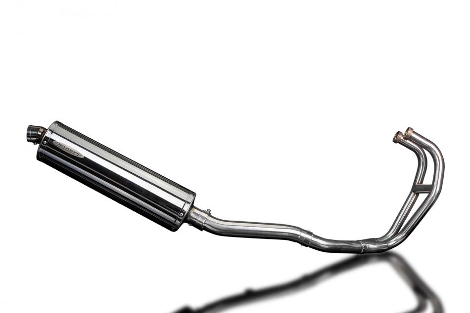 KAWASAKI GPZ500S FULL 2-1 EXHAUST SYSTEM 450mm STAINLESS OVAL BSAU SILENCER