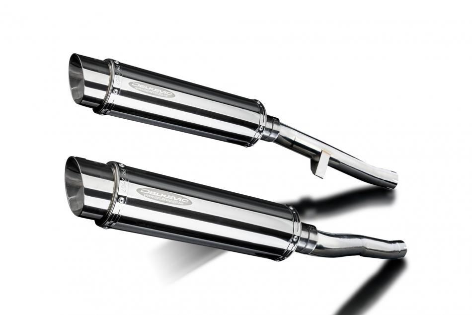 Suzuki GSX1400 2001-2004 Delkevic 350mm Round Stainless Exhaust Silencer Can Kit