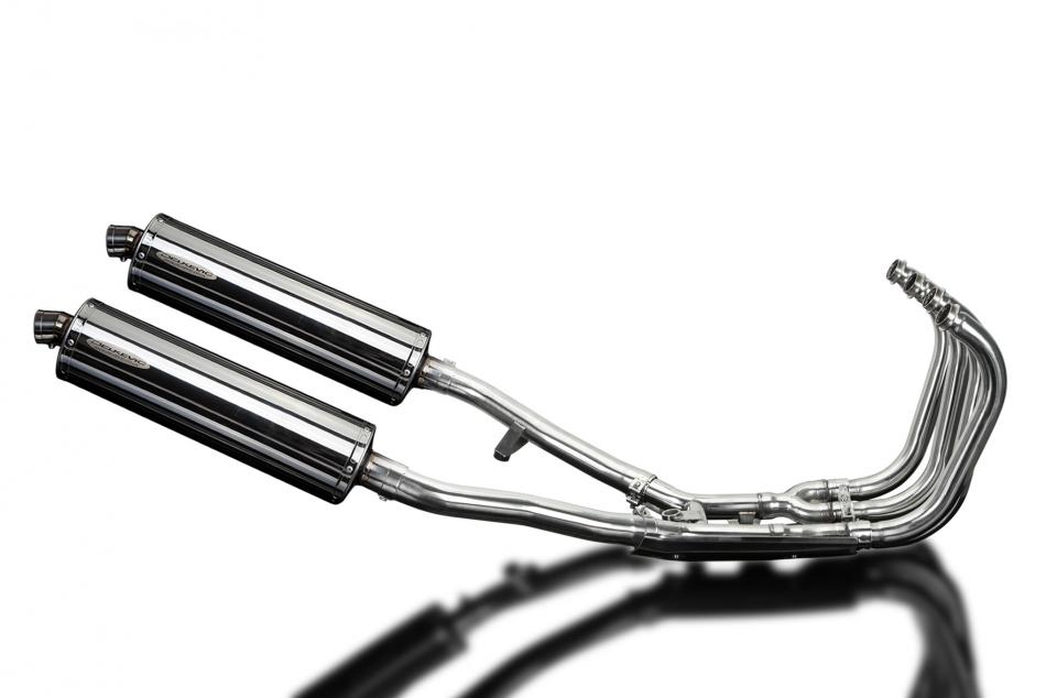 Suzuki GSX1400 2001-04 Delkevic Full Exhaust 4-2 450mm Oval Stainless Silencers