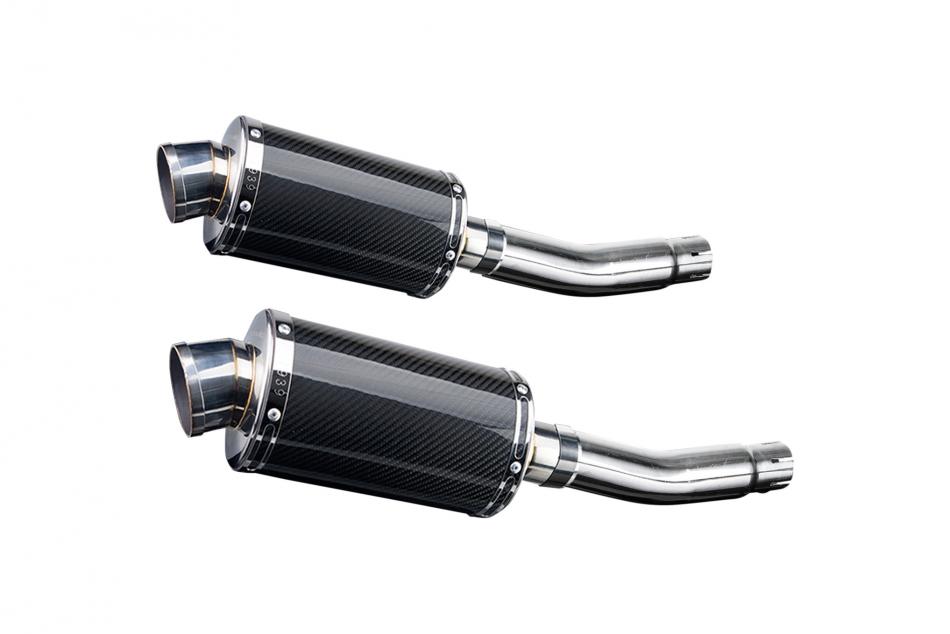 HONDA CB500T 1975-1976 225mm OVAL CARBON SILENCER EXHAUST KIT