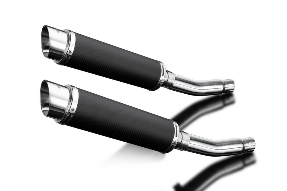 HONDA CB500T 1975-1976 350mm CARBON ROUND BSAU SILENCER EXHAUST KIT