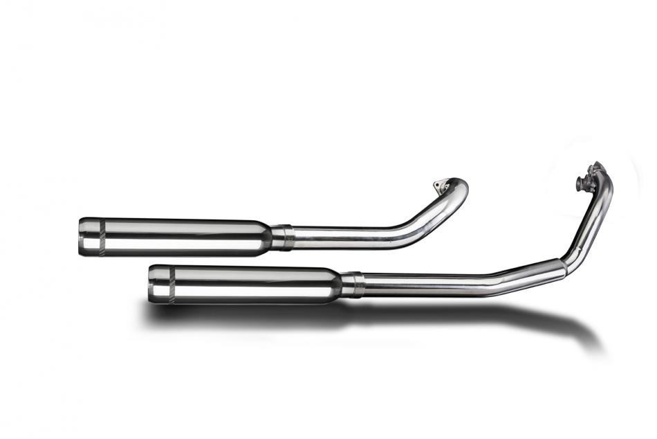 YAMAHA XVS650A DRAGSTAR 04-16 FULL 2-2 EXHAUST 410mm CUSTOM SILENCER BULL NOSE