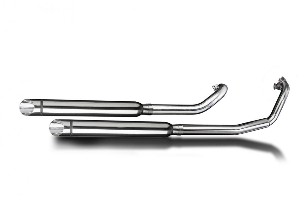 YAMAHA XVS650A DRAGSTAR 04-16 FULL 2-2 EXHAUST 550mm CUSTOM SILENCER SLASH CUT