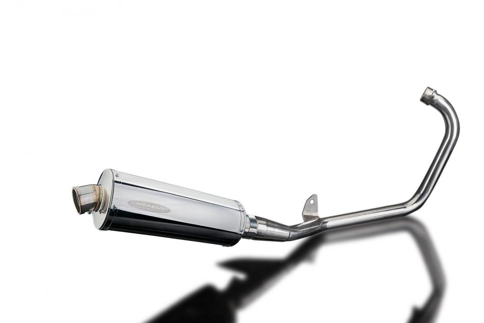 YAMAHA YBR125ED 2005-16 FULL EXHAUST SYSTEM 350mm STAINLESS OVAL BSAU SILENCER