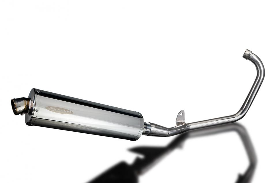 YAMAHA YBR125ED 2005-16 FULL EXHAUST SYSTEM 450mm STAINLESS OVAL BSAU SILENCER