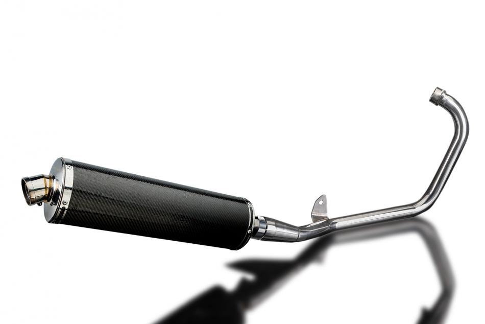 YAMAHA YBR125ED 2005-16 FULL EXHAUST SYSTEM 450mm CARBON OVAL BSAU SILENCER