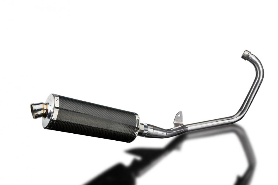 YAMAHA YBR125ED 2005-16 FULL EXHAUST SYSTEM 350mm CARBON OVAL BSAU SILENCER