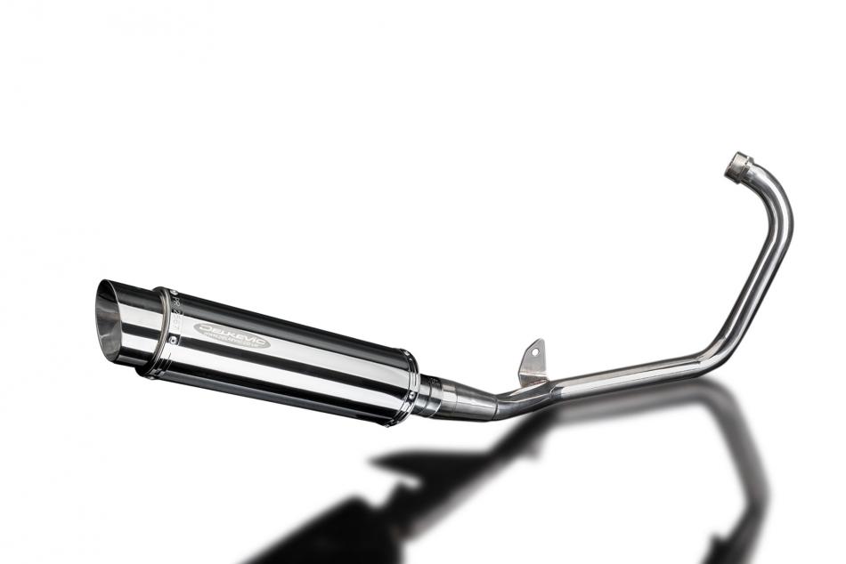 YAMAHA YBR125ED 2005-16 FULL EXHAUST SYSTEM 350mm STAINLESS ROUND BSAU SILENCER