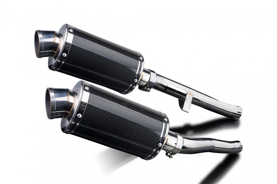 Suzuki GSX1400 2001-2004 Delkevic 225mm Oval Carbon Exhaust Silencer Can Kit