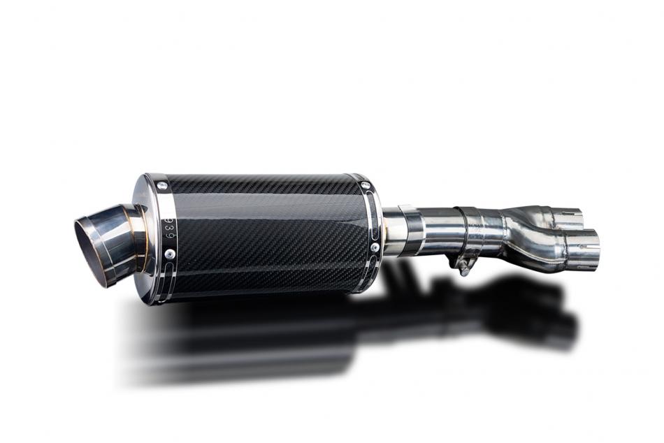 HONDA NTV600 NTV650 REVERE 88-99 225mm OVAL CARBON SILENCER EXHAUST KIT